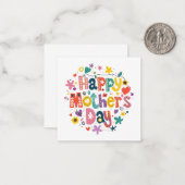 ハッピーマザーズデイクールフローラカラフルタイポグラフィ ノートカード (正面/裏面インサイチュ)
