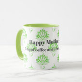 ハッピーマザーズデイグリーンヴィンテージフローラルパターン マグカップ (正面左)
