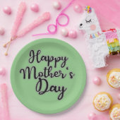 ハッピーマザーズデイグリーン紙プレート ペーパープレート (パーティー)