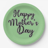 ハッピーマザーズデイグリーン紙プレート ペーパープレート (正面)