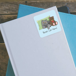 ハッピーマザーズデイグレー猫 スクエアシール