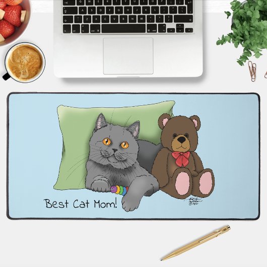 ハッピーマザーズデイグレー猫 デスクマット