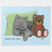 ハッピーマザーズデイグレー猫 フリースブランケット (正面(横))