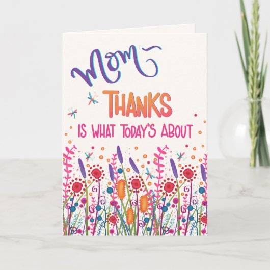 ハッピーマザーズデイサンキューワイルドフラワーおもしろい カード (正面)