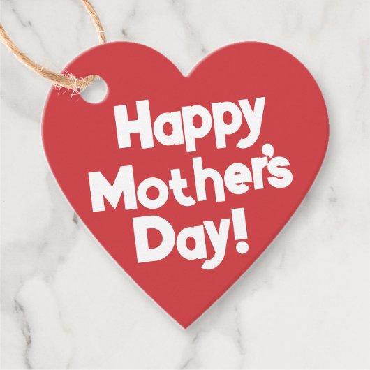 ハッピーマザーズデイシンプルタイポグラフィモダンハート フェイバータグ (正面)