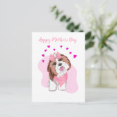 ハッピーマザーズデイシーズー（犬）Tzuとハートカード シーズンポストカード (スタンド正面)