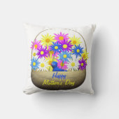 ハッピーマザーズデイジーとブルーバード クッション (正面)