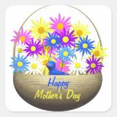ハッピーマザーズデイジーとブルーバード スクエアシール (正面)