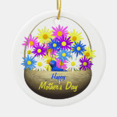 ハッピーマザーズデイジーとブルーバード セラミックオーナメント (正面)