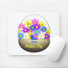 ハッピーマザーズデイジーとブルーバード マウスパッド