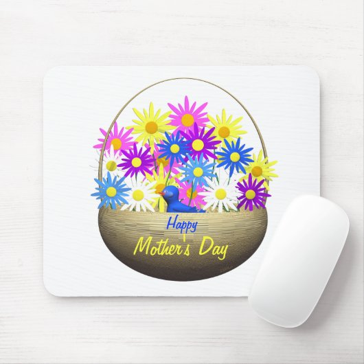 ハッピーマザーズデイジーとブルーバード マウスパッド (マウス)