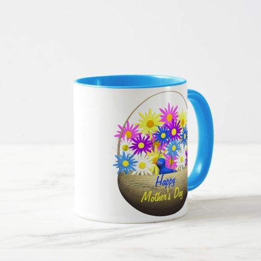 ハッピーマザーズデイジーとブルーバード マグカップ (正面右)