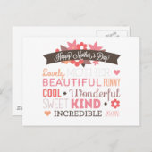 ハッピーマザーズデイタイポグラフィデザイン ポストカード (正面/裏面)