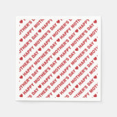 ハッピーマザーズデイダークレッド、ホワイトペーパーナプキン スタンダードカクテルナプキン (正面)