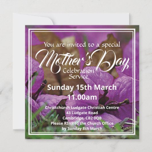 ハッピーマザーズデイチャーチサービスイベントフローラ 招待状 (正面)