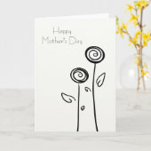 ハッピーマザーズデイツーフラワーズシンプルスケッチ カード (黄色い花)