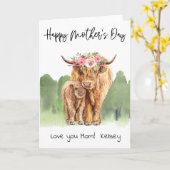 ハッピーマザーズデイハイランドカウアンドカーフ カード (黄色い花)
