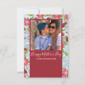 ハッピーマザーズデイハンドドロー花模様レッドカード カード (正面)