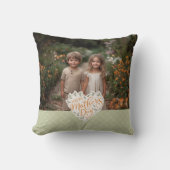 ハッピーマザーズデイハートタイポグラフィフォトセージ クッション (正面)