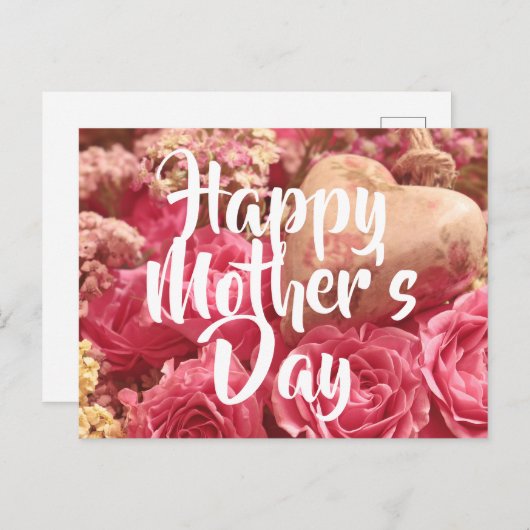ハッピーマザーズデイハートバラ ポストカード (正面/裏面)