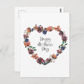 ハッピーマザーズデイハートフローラフラワースクリプト ポストカード (正面/裏面)