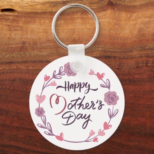 ハッピーマザーズデイハートフローラリースブーケ キーホルダー (正面)