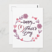 ハッピーマザーズデイハートフローラリースブーケ ポストカード (正面/裏面)