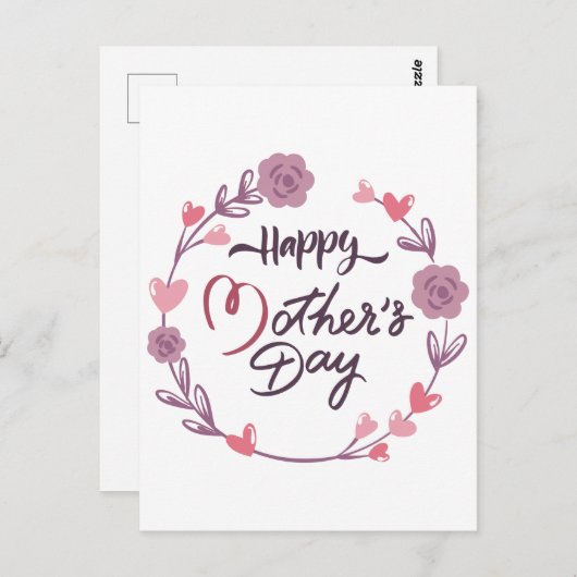 ハッピーマザーズデイハートフローラリースブーケ ポストカード (正面/裏面)
