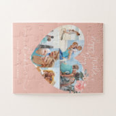 ハッピーマザーズデイハートフローラ写真コラージュピンク ジグソーパズル (横)