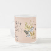 ハッピーマザーズデイハート蝶 | フロストグラスマグカップ (正面左)