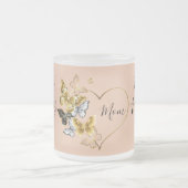 ハッピーマザーズデイハート蝶 | フロストグラスマグカップ (中央)