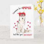 ハッピーマザーズデイバダスシベリアハスキー犬 カード (黄色い花)