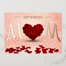 ハッピーマザーズデイバラハートブーケ 箔シーズンカード