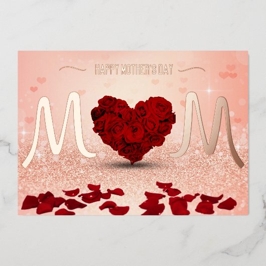 ハッピーマザーズデイバラハートブーケ 箔シーズンカード (正面)