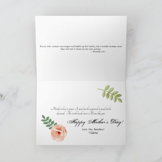 ハッピーマザーズデイパステルピンク紙フラワーズ カード (内部)