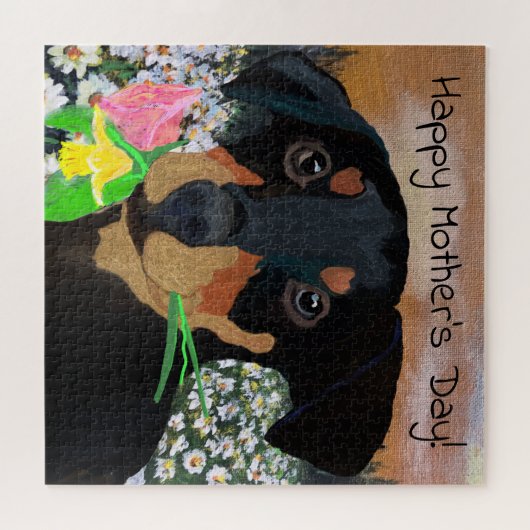 ハッピーマザーズデイパピーフラワーブーケ ジグソーパズル (横)