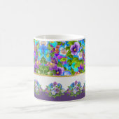 ハッピーマザーズデイパンジー紫の花水色 コーヒーマグカップ (中央)