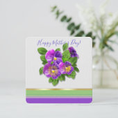 ハッピーマザーズデイパンジー紫の花水色 シーズンカード (スタンド正面)