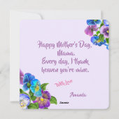 ハッピーマザーズデイパンジー紫の花水色 シーズンカード (裏面)