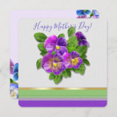 ハッピーマザーズデイパンジー紫の花水色 シーズンカード (正面/裏面)