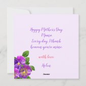 ハッピーマザーズデイパンジー紫の花水色 シーズンカード (裏面)