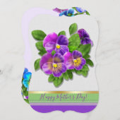 ハッピーマザーズデイパンジー紫の花水色 シーズンカード (正面/裏面)