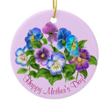 ハッピーマザーズデイパンジー紫の花水色