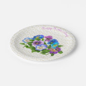 ハッピーマザーズデイパンジー紫の花水色 ペーパープレート (アングル)