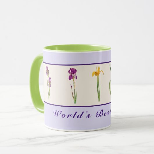 ハッピーマザーズデイパープルアイリス世界の最高の母母 マグカップ (正面左)