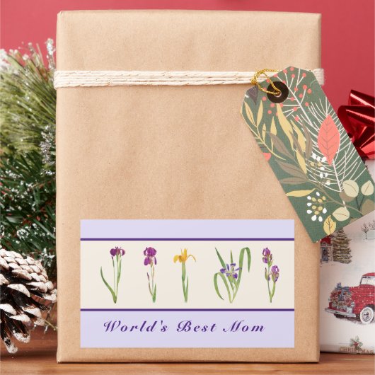 ハッピーマザーズデイパープルアイリス世界の最高の母母 長方形シール (クリスマス)