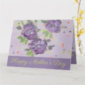 ハッピーマザーズデイパープルバラグリーティングカード カード (黄色い花)