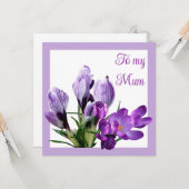 ハッピーマザーズデイパープルフローラブライトカラフル カード (正面/裏面インサイチュ)