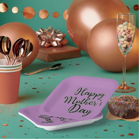 ハッピーマザーズデイパープル紙プレート ペーパープレート (複数)