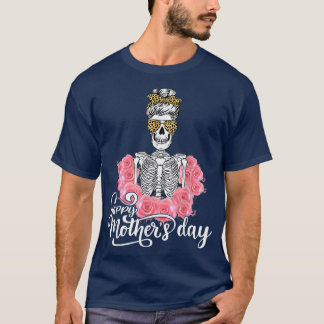 ハッピーマザーズデイヒョウカッコいいブンヘアスケルトン Tシャツ